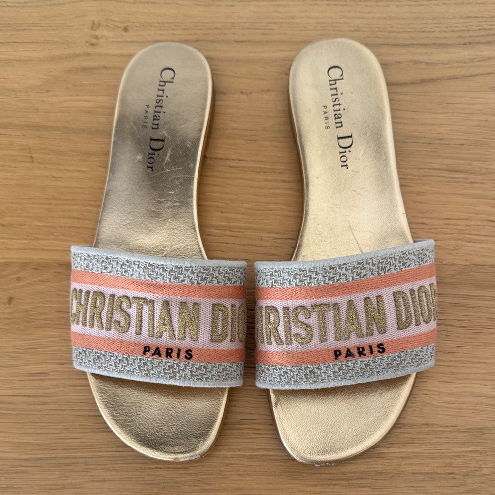 Dior Women’s Pink & Gold Slide Sandals